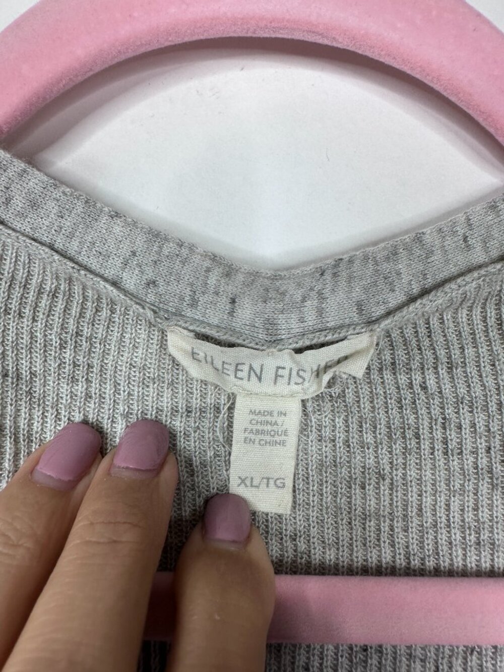 Eileen Fisher Cotton V-Neck Cardigan Gray XL #A2329 - Picture 4 of 6